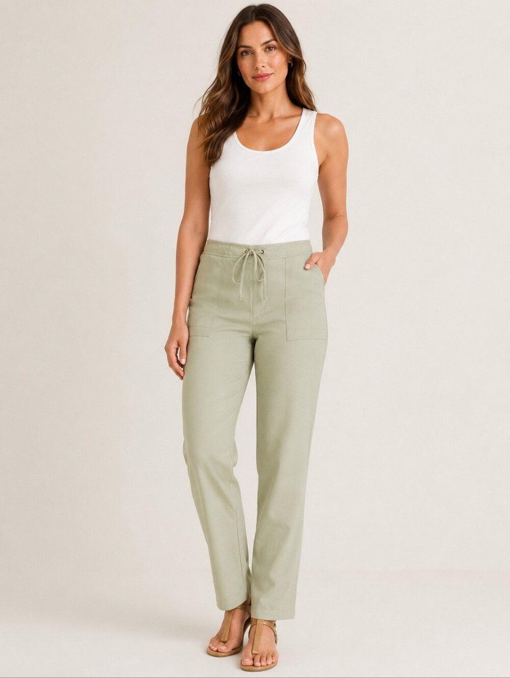 ❤️ NWT! CHICO'S PULL ON CASUAL RELAXED STRAIGHT ANKLE PANTS - SAGE, 16 (33)
